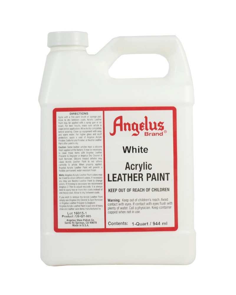Angelus Brand Acrylic Leather Paint for Shoes / Sneakers / Bags - White  1oz/4oz